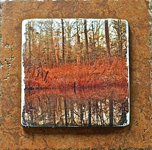 Autumn scene photo transferred to tile